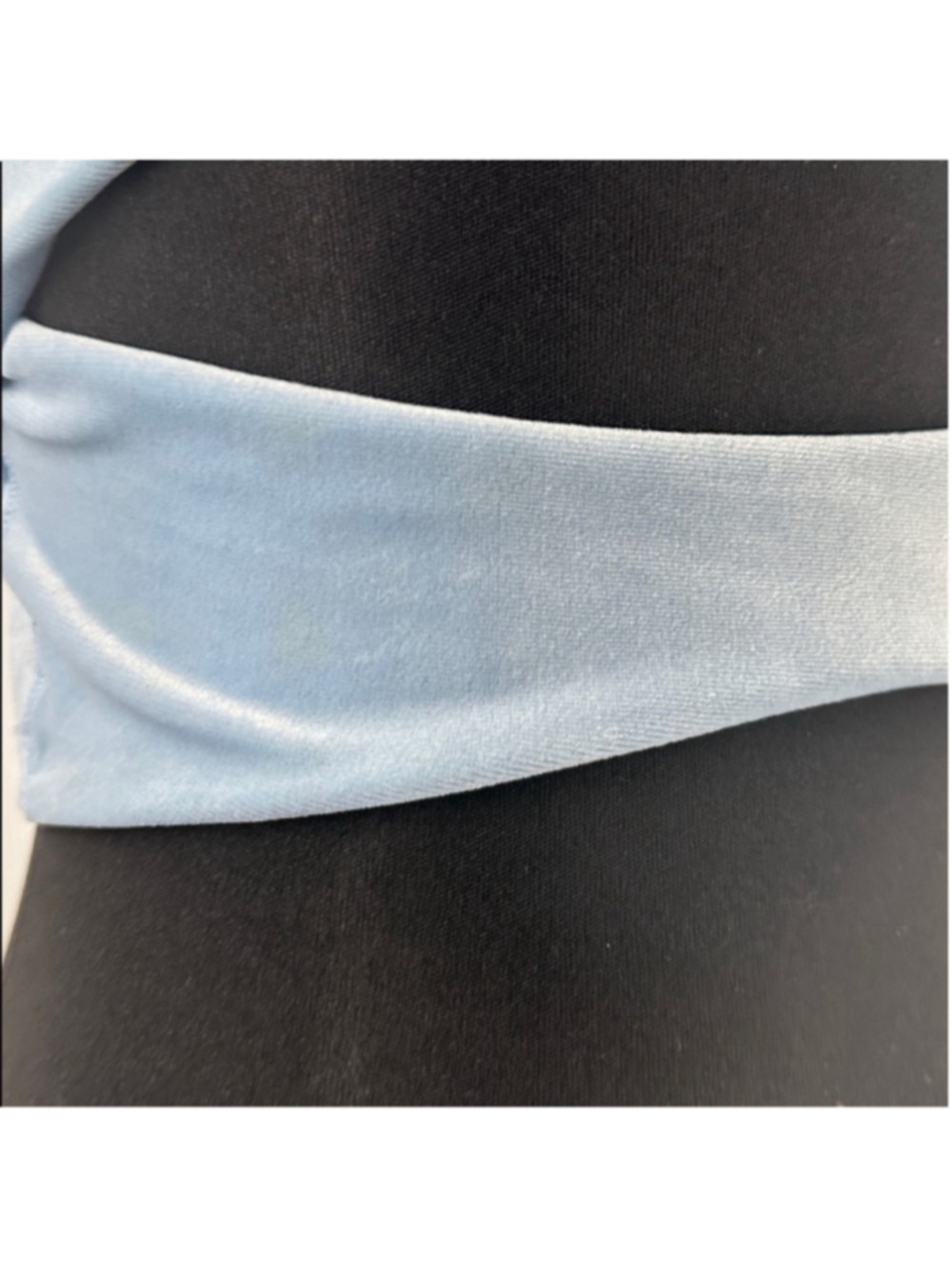 Athleta Velvet Cut Out Crop light blue workout gym lounge wear sz xs - Picture 6 of 12